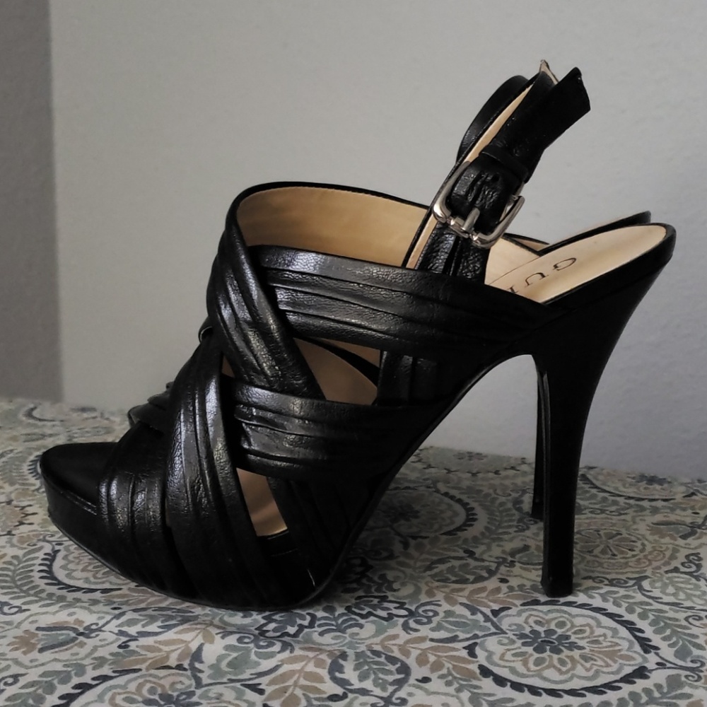 Guess Black Leather Heels
